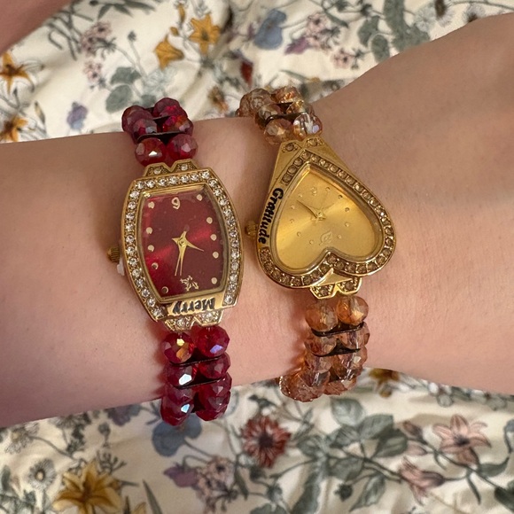 QVC Jewelry - QVC Red and Gold Beaded Bracelets Set